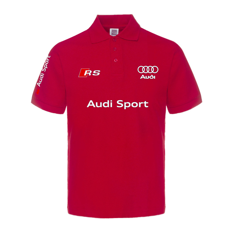 2022 Polo Audi Sport Homme Manches Courtes Sans Repassage Polo Coton Col Revers Couleur Unie